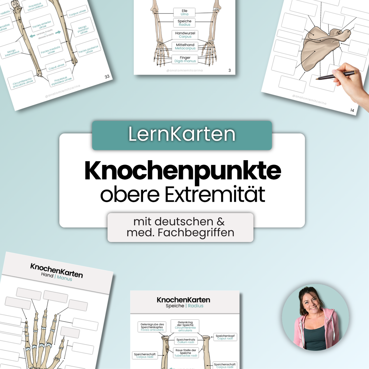 LernKarten 'Knochenpunkte der oberen Extremität'